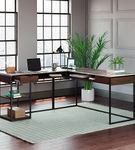 Sauder - International Lux L-Desk Deco Stone - Umber Wood