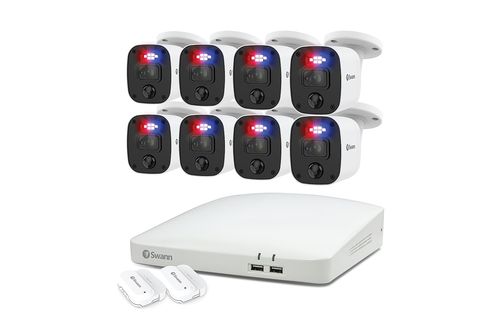 Swann - Enforcer 8-Channel, 8-Camera Indoor/Outdoor 1080p 1TB DVR Security Surveillance System - Wh