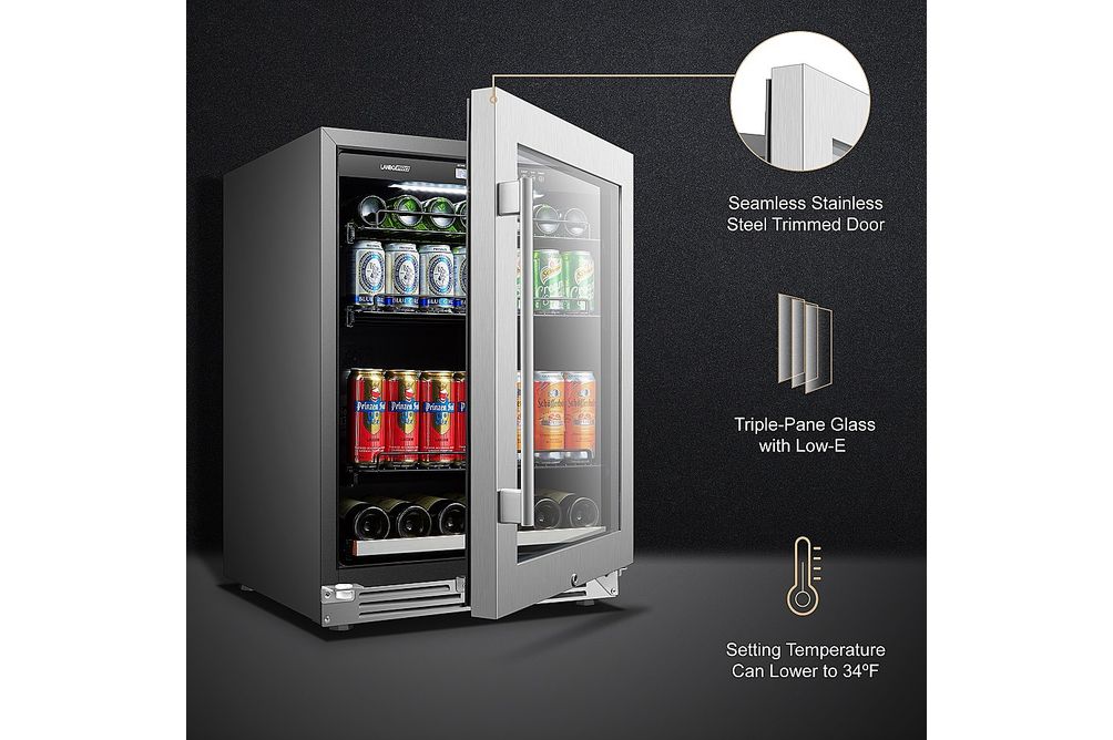 LanboPro - 112 Can 6 Bottle Beverage Refrigerator with Precision Temperature Controls and Removable