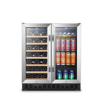 Lanbo - 30 Inch width 76 Can 31 bottle Freestanding/Built-In Wine and Beverage Cooler with French