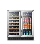 Lanbo - 30 Inch width 76 Can 31 bottle Freestanding/Built-In Wine and Beverage Cooler with French