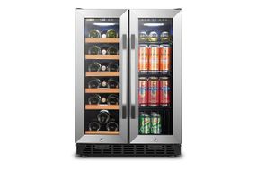 Lanbo - Freestanding/Built-In 23.4'' width 18 Bottle 56 Can Dual Zone Combo Wine and Beverage Coole