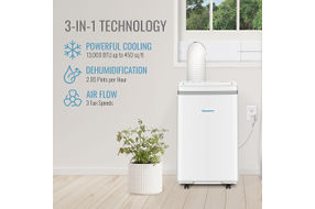 Keystone - 450 Sq. Ft. Portable Air Conditioner with Dehumidifier - White