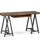 Simpli Home - Sawhorse industrial 60 inch wide solid wood and metal desk - Walnut