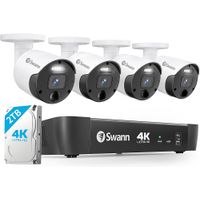 Swann - 8 Channel 4 Cam Indoor Outdoor PoE Wired Cat5e 4K HD Video 2TB NVR Security Surveillance Ca