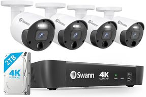 Swann - 8 Channel 4 Cam Indoor Outdoor PoE Wired Cat5e 4K HD Video 2TB NVR Security Surveillance Ca