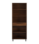 Walker Edison - Modern Drawer 5-Shelf Tall Bookcase - Dark Walnut