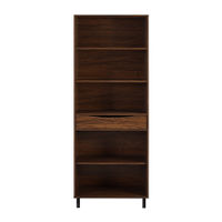Walker Edison - Modern Drawer 5-Shelf Tall Bookcase - Dark Walnut