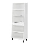 Walker Edison - Modern Drawer 5-Shelf Tall Bookcase - Solid White