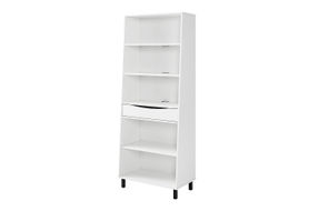 Walker Edison - Modern Drawer 5-Shelf Tall Bookcase - Solid White