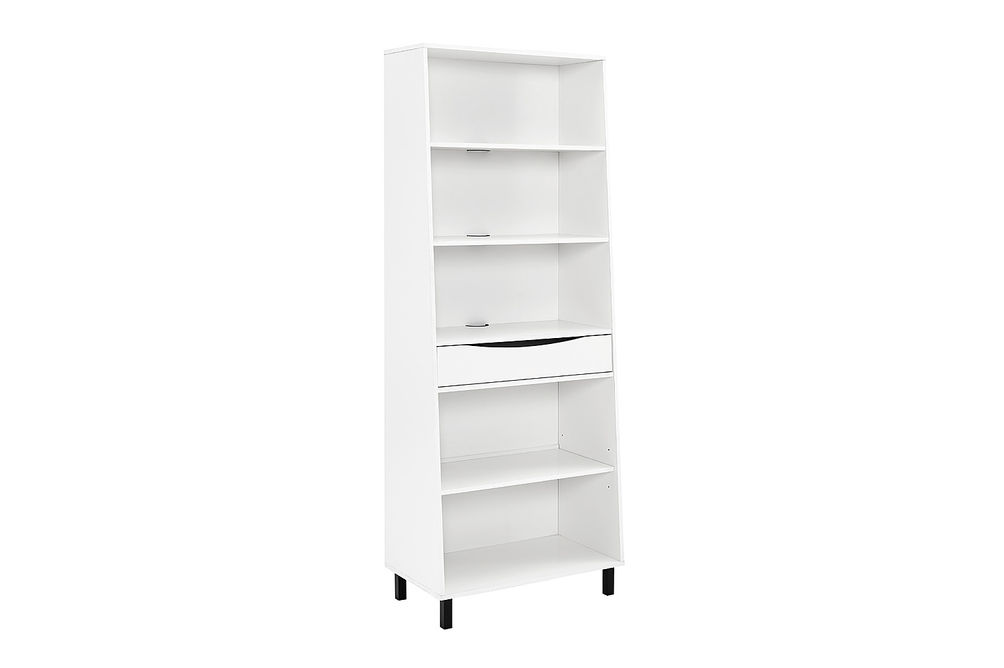 Walker Edison - Modern Drawer 5-Shelf Tall Bookcase - Solid White