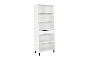 Walker Edison - Modern Drawer 5-Shelf Tall Bookcase - Solid White