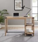 Walker Edison - Modern Farmhouse Metal and Wood Desk - White Oak