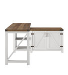 Walker Edison - Modern Farmhouse L-Shaped Adjustable Desk - Brushed White/Rustic Oak