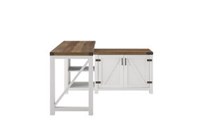 Walker Edison - Modern Farmhouse L-Shaped Adjustable Desk - Brushed White/Rustic Oak