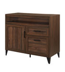 Walker Edison - Modern Storage Secretary Desk with Gliding Shelf - Dark Walnut