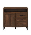 Walker Edison - Modern Storage Secretary Desk with Gliding Shelf - Dark Walnut