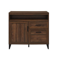 Walker Edison - Modern Storage Secretary Desk with Gliding Shelf - Dark Walnut