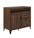 Walker Edison - Modern Storage Secretary Desk with Gliding Shelf - Dark Walnut