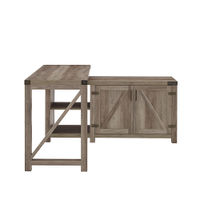 Walker Edison - Modern Farmhouse L-Shaped Adjustable Desk - Grey Wash