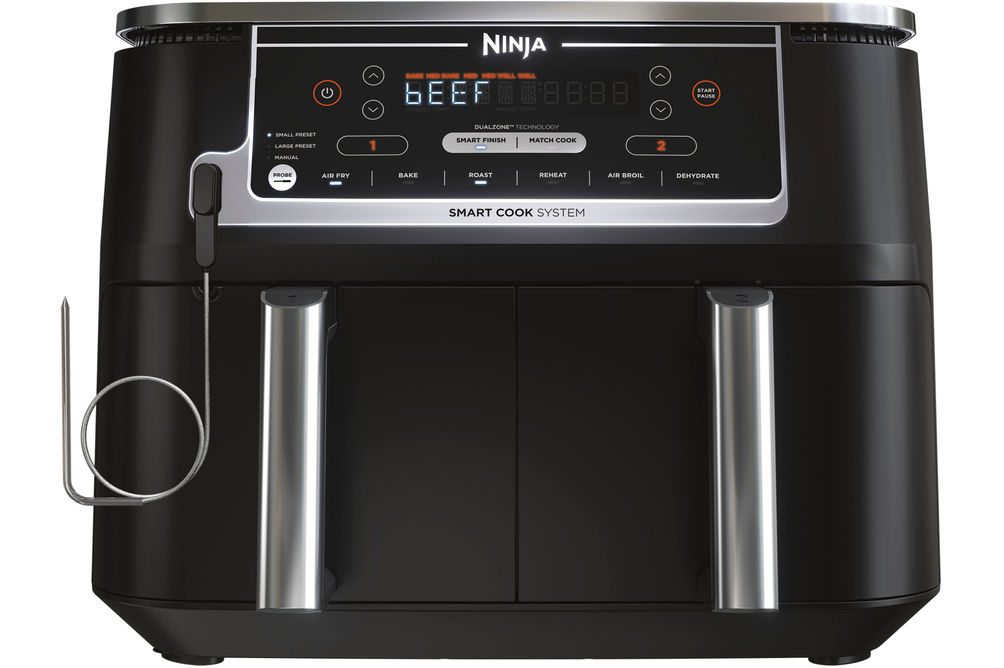 Ninja - Foodi 6-in-1 10-qt. XL 2-Basket Air Fryer with DualZone Technology & Smart Cook System - Bl