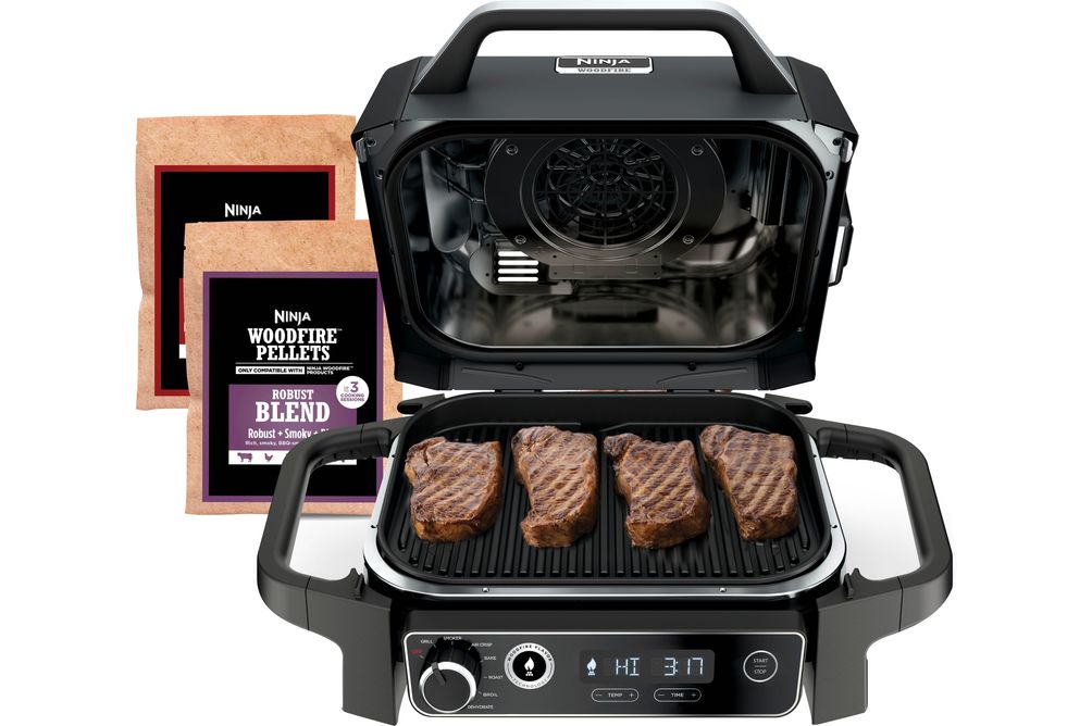 Ninja - Woodfire Outdoor Grill & Smoker, 7-in-1 Master Grill, BBQ Smoker, & Outdoor Air Fryer with