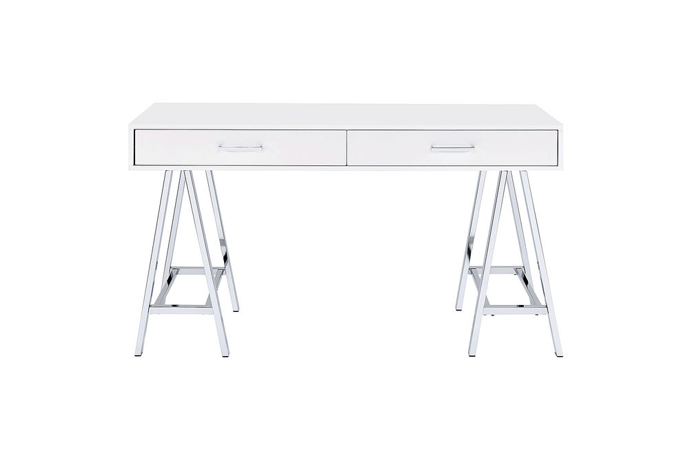 OSP Home Furnishings - Vivid 2 Drawer Desk - White/Chrome