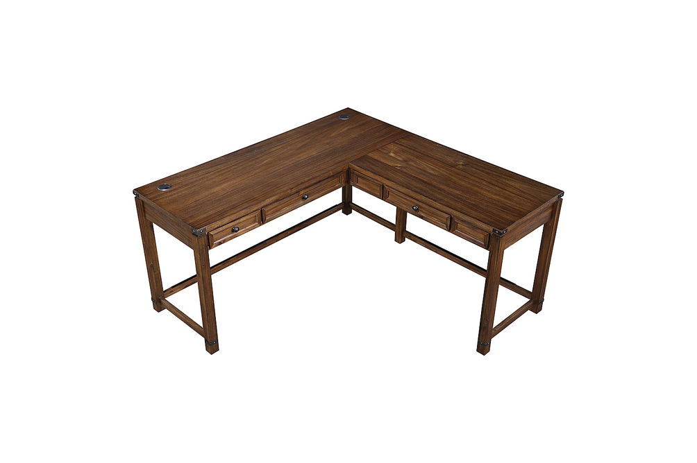 OSP Home Furnishings - Baton Rouge L-Shape Desk - Brushed Walnut