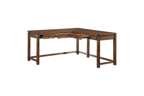 OSP Home Furnishings - Baton Rouge L-Shape Desk - Brushed Walnut