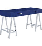 OSP Home Furnishings - Vivid 2 Drawer Desk - Lapis Blue/Chrome