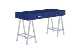 OSP Home Furnishings - Vivid 2 Drawer Desk - Lapis Blue/Chrome