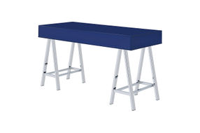 OSP Home Furnishings - Vivid 2 Drawer Desk - Lapis Blue/Chrome