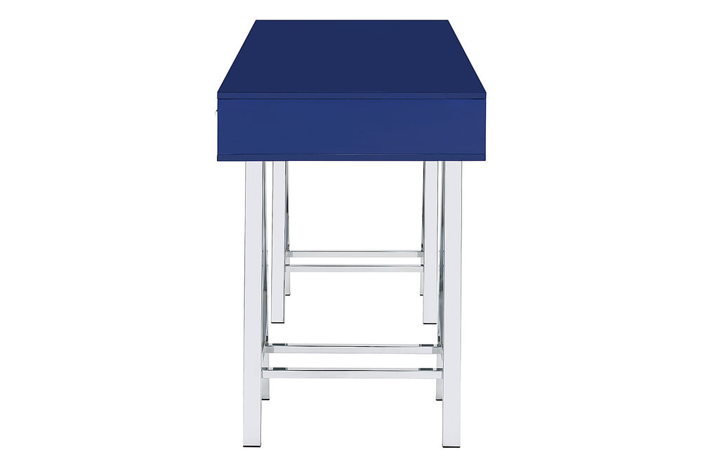 OSP Home Furnishings - Vivid 2 Drawer Desk - Lapis Blue/Chrome