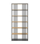 Walker Edison - Contemporary Metal and Wood Minimalist Bookshelf - Coastal Oak/Black