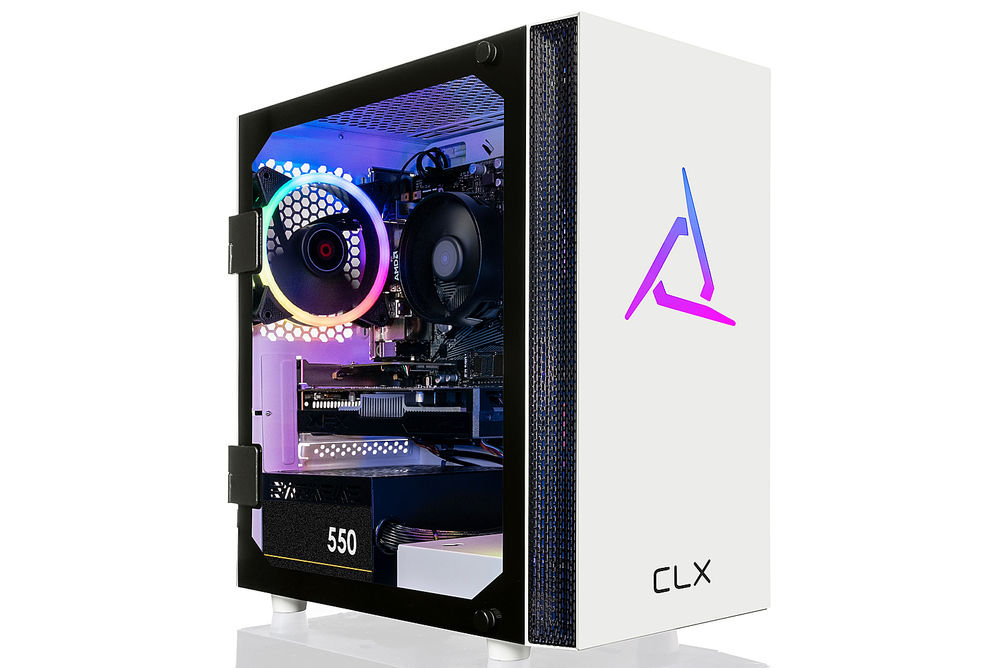 CLX - SET Gaming Desktop - AMD Ryzen 5 5600 - 16GB Memory - Radeon RX 6400 - 1TB M.2 NVMe SSD - Whi