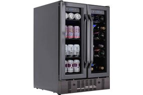 NewAir - 18 Bottle and 58 Can Built-in Dual Zone Wine and Beverage Cooler with French Doors and Adj