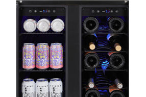 NewAir - 18 Bottle and 58 Can Built-in Dual Zone Wine and Beverage Cooler with French Doors and Adj