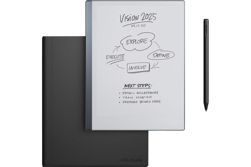 reMarkable 2 - 10.3 Paper Tablet with Marker Plus and Premium Leather Book Folio - Black