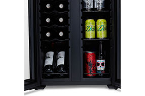 NewAir - 12-Bottle & 39-Can Dual Zone Wine Cooler with Mirrored Glass Door & Compressor Cooling, Di