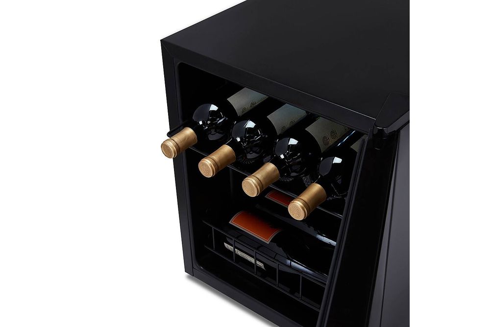 NewAir - 16-Bottle Wine Cooler with Mirrored Double-Layer Tempered Glass Door & Compressor Cooling,