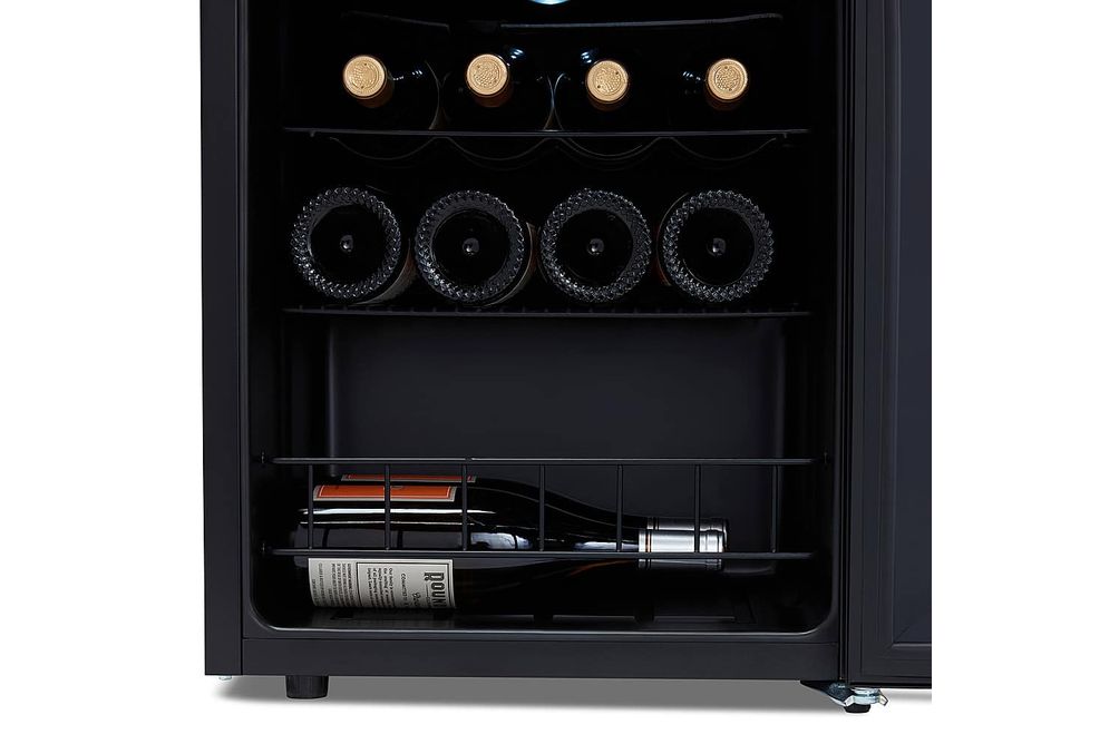 NewAir - 16-Bottle Wine Cooler with Mirrored Double-Layer Tempered Glass Door & Compressor Cooling,