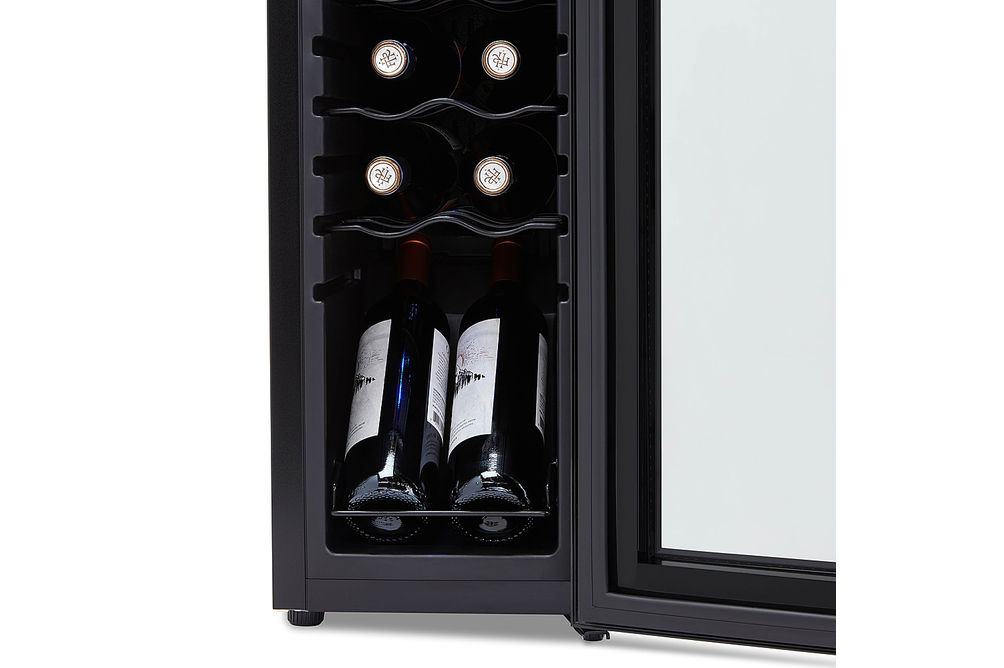 NewAir - 12-Bottle Wine Cooler with Mirrored Double-Layer Tempered Glass Door & Compressor Cooling,