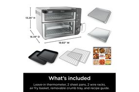 Ninja - 12-in-1 Smart Double Oven, FlexDoor, Smart Thermometer, Smart Finish, Rapid Top Oven, Conve