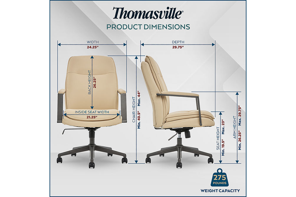 Thomasville - Upton Bonded Leather Office Chair - Cream