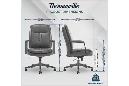 Thomasville - Upton Bonded Leather Office Chair - Gray