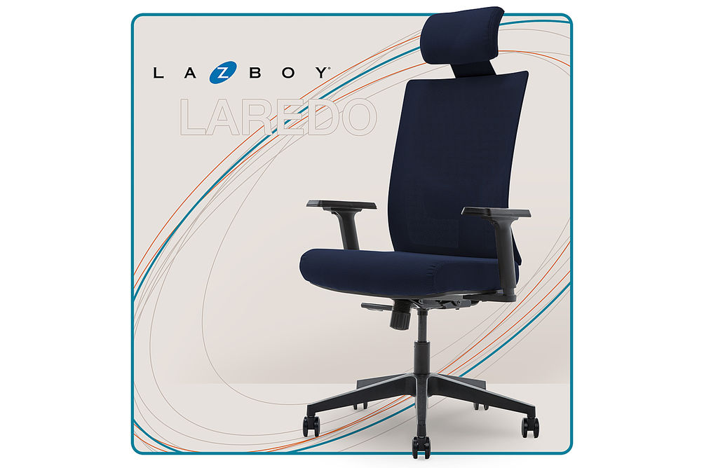 La-Z-Boy - Ergonomic Executive Mesh Office Chair with Adjustable Headrest and Lumbar Support - Navy