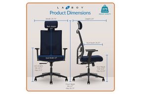 La-Z-Boy - Ergonomic Executive Mesh Office Chair with Adjustable Headrest and Lumbar Support - Navy