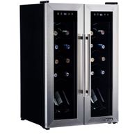 NewAir - 24-Bottle Dual Zone Wine Cooler with French Doors - Stainless Steel