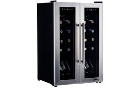 NewAir - 24-Bottle Dual Zone Wine Cooler with French Doors - Stainless Steel