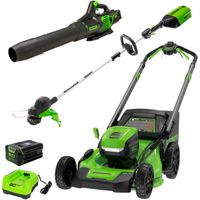Greenworks - 80V 21 Lawn Mower, 13 String Trimmer, and 730 Leaf Blower Combo with 4 Ah Battery &